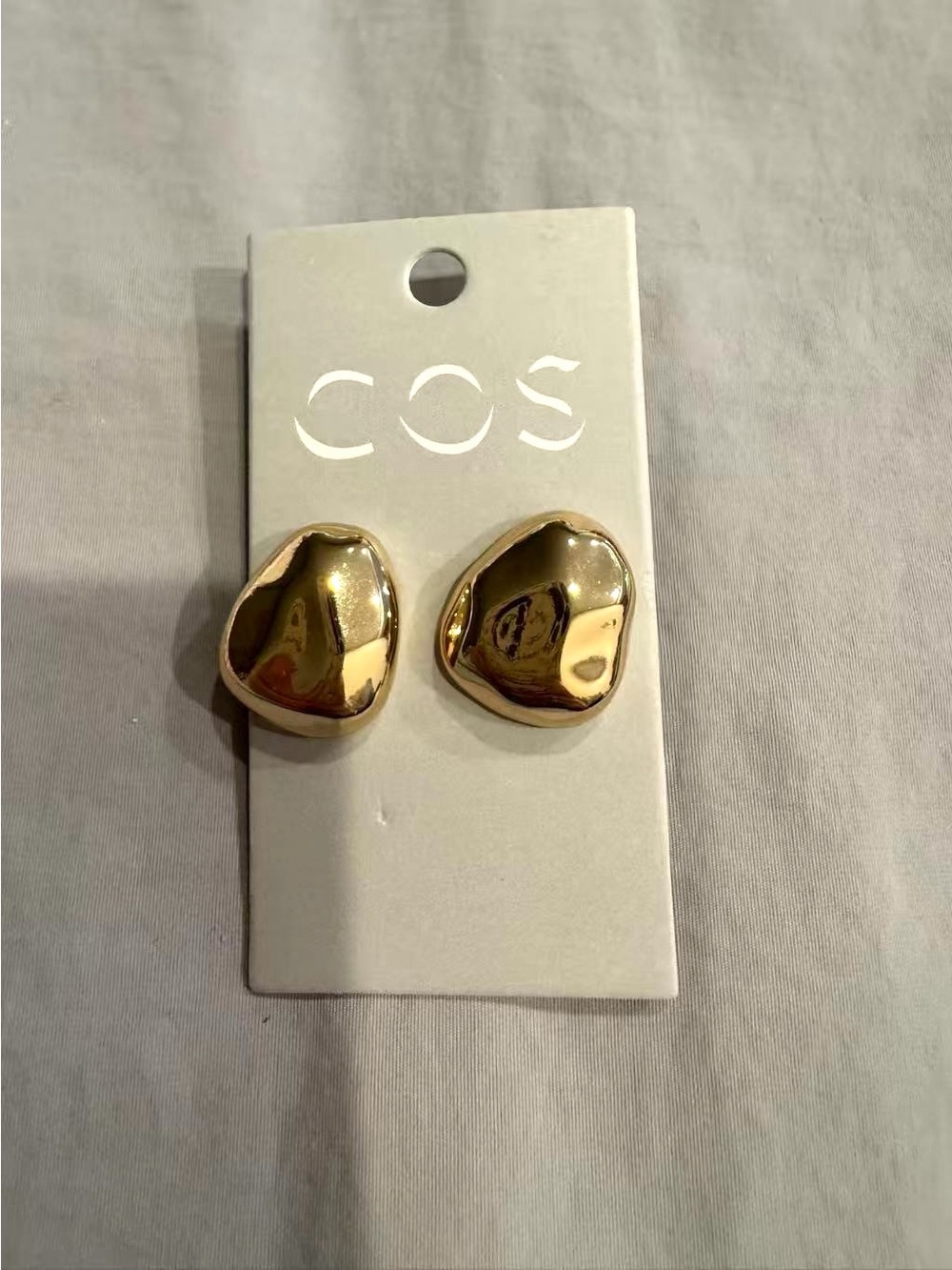 COS Polished Gold Organic Stud Earrings